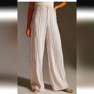 Anthropologie Maeve Casual Wide-Leg striped Pants. Size 4